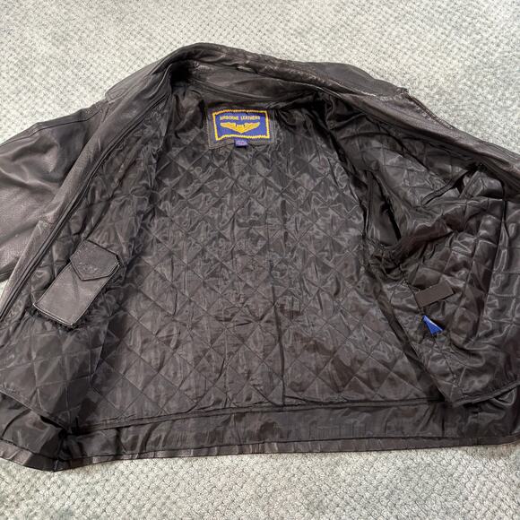 Airborne Leathers Men's Racing Motorcycle Black Bomber Jacket Sz XL - Picture 6 of 11